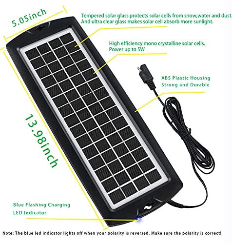 Sunway Solar Solar Car Battery Trickle Charger & Maintainer 5W Solar Panel Power 12V Charger kit Waterproof for Car Automotive RV Marine Boat Truck Motorcycle Trailer Tractor Powersports Snowmobiles - size: 5W