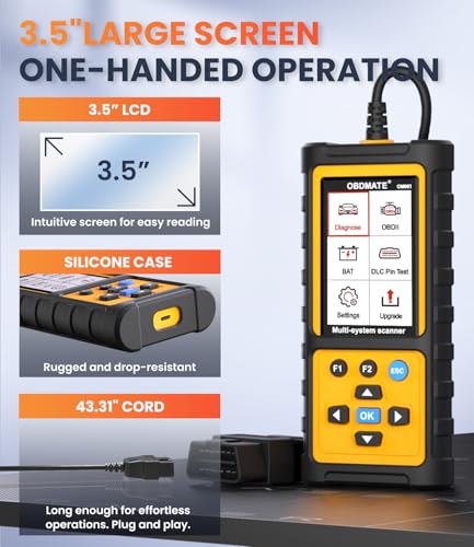 OBD2 Scanner with ABS SRS Transmission, Reset Fault Lights | Check Engine Code Reader with Full OBDII Functions | DLC Pin Test | Battery Voltage Check, Car Diagnostic Tool