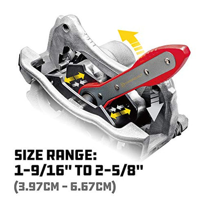 Powerbuilt Ratcheting Caliper Piston Tool Set, Brake Caliper Press, Size Range:1-1/2” to 2-5/8”, Includes 2 Sets of Push Plates - 647861