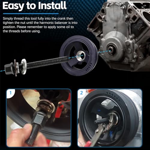 For GM 25264 Harmonic Balancer Puller and LS Harmonic Balancer Installation Tool 1997-UP V8 LS1 LS2 LS3 LS4 LSX LSA LS6 LQ4 LQ9, Crank Pulley Puller and Insatller Set for GM LS LT Engines