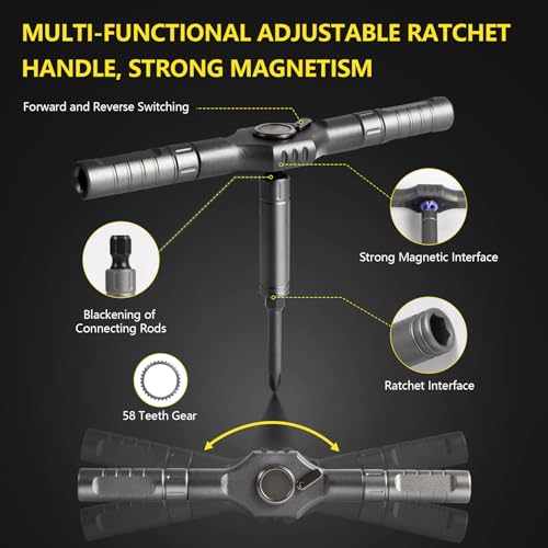 Screwdriver Set 42 in 1 - Magnetic Screwdriver Sets, S2 Steel Multi Bits T Handle Ratchet Screwdriver, Ratcheting Precision Screwdriver Kit with Case for Furniture Computer Watch Bicycle DIY