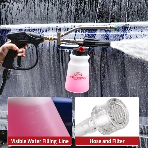 FENG PAI Foam Cannon for Pressure Washer, Car Wash Snow Foam Cannon Lance Pressure Washer Soap Dispenser with Adjustable Thick Foam, 1/4 Quick Connector, 1L - color: Foam Cannon Kits