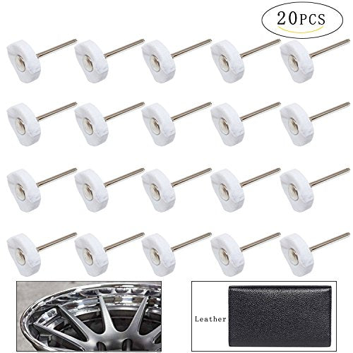 Little Buffer Wheels Buffing and Polishing Wheel for Rotary Drill Tools White,3mm Mandrel 20 Pieces
