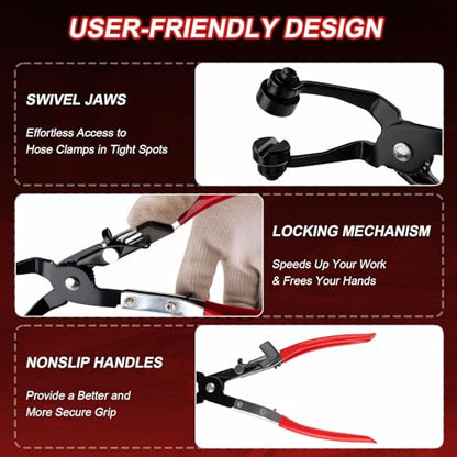 16PCS Hose Clamp Pliers, Hose Clamp Removal Tool Kit with Long Reach & Flexible Wire Tools for Fuel, Oil, Coolant, Radiator Hoses and Electrical Disconnect