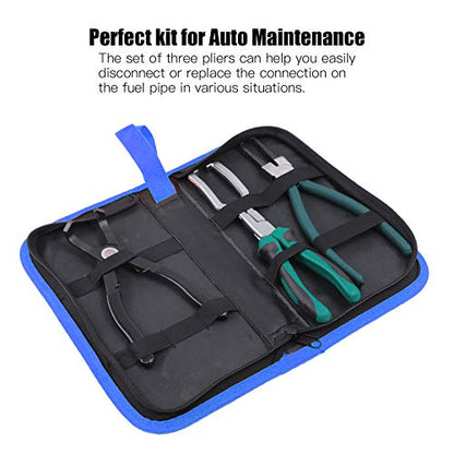 Glarks Fuel Line Pliers Set, 9 Inch Fuel Filter Caliper Hose Pipe Clamp Clip and 80 Degree Disconnect Pliers Set for Car Maintenance