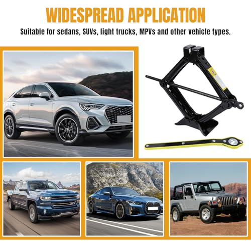 Hovom Scissor Jack for Car, 2 Ton (4409 lbs) Car Jack Kit with Ratchet Wrench, Lift Jacks Tool for Tire Changing Repair with Labor-Saving Handle, Portable Emergency Tool for SUV Truck MPV Sedan