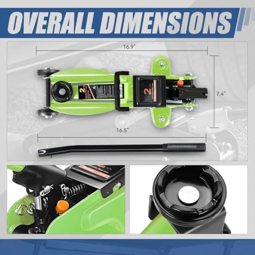 Auto Dynasty 2 Ton Floor Jack with Jack Stands, Heavy Duty Steel Hydraulic Racing Floor Jack with Single Piston Quick Lift Pump, Hydraulic Trolley Service Car Jack, Green - color: Green