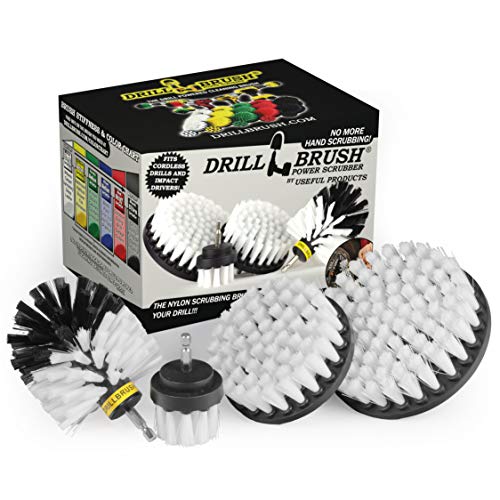Interior Car Detailing Drill Brush Set - Soft Bristle Power Scrubber Attachments for Cleaning Car, Truck, Upholstery, Carpet, Leather, Seats, Wheels, Rims, Dash, Console, & Trim - Nylon Auto Scrubber - color: White