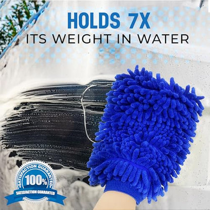Ultra Plush Microfiber Car Wash Mitt - Scratch-Free, Lint-Free, Extra Absorbent, Machine Washable - Detailing Chenille Cleaning Mitt Perfect for Cars, Trucks, Motorcycles, and Household Surfaces - size: 1 Pack