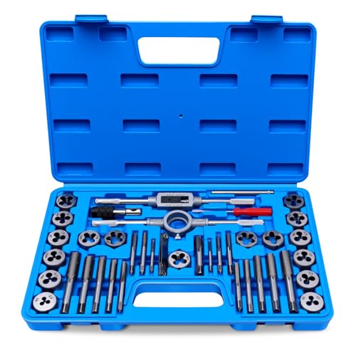 40 PCS Metric Tap and Die Set, Standard Metric Threading Tool Kit for Internal and External Threads, Tap & Die Set with Wrenches for Automotive, DIY, and Metal Repair - size: 40 Pcs Metric