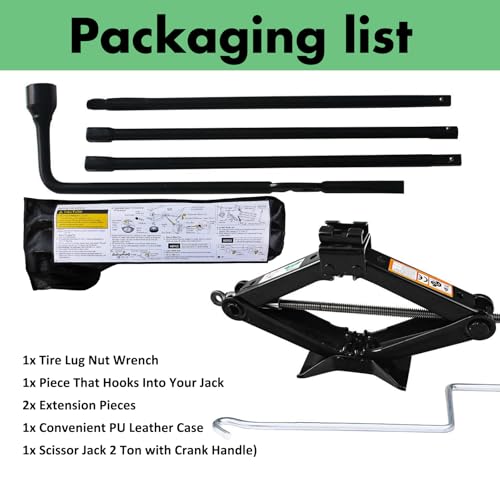 Truck Spare Tire Repair Tool Kit Fit for Chevrolet GMC Silverado Sierra 1500 2500 3500 (2000-2014), Heavy Duty Car Jack Kit Scissor Jack for Car 2 Ton (4,400 lbs), Portable Tire Jack Tool Changing Kit