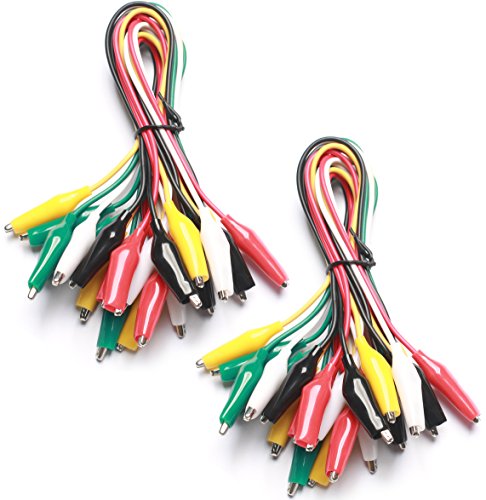 WGGE WG-026 10 Pieces and 5 Colors Test Lead Set & Alligator Clips,20.5 inches / 22 AWG Wire (2 Pack) - size: 2 PACK
