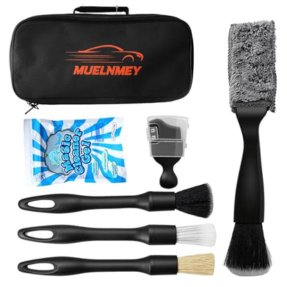 7PCS Car Detailing Brush Set, Soft Boar Hair Brush, Car Interior Detail Brush, Fiber Brush, Car Dust Removal Brush, Car Cleaning Gel, Cleaning Tool Set Suitable for Trucks, Cars, RVs, SUVs - size: 7PCS