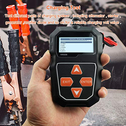 KW208 12V Car Battery Tester, Automotive Battery Load Tester, 100-2000 CCA Auto Cranking & Charging System Test, Display Diagnostic Checker Scan Tool Digital Battery Analyzer for Truck Marine SUV Boat