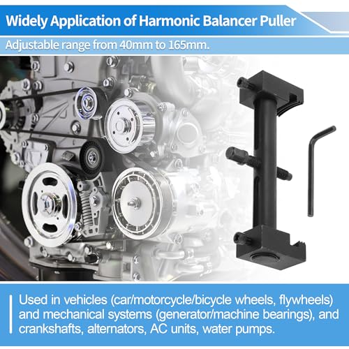 Adjustable Crankshaft Pulley Removal Tool 40mm-165mm, Universal Ribbed Auxiliary Drive Belt Pulley Remover Tool, Harmonic Balancer Puller for A/C Units Water & Power Steering Pumps
