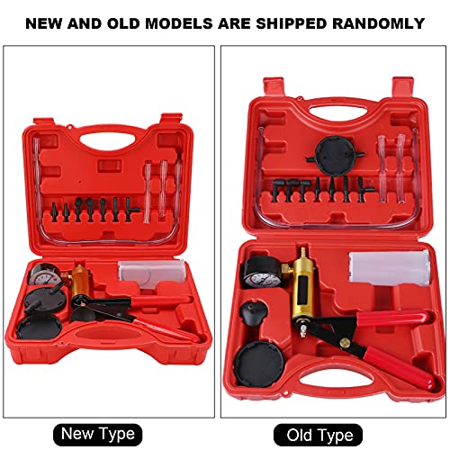 Aramox Hand Held Vacuum Pump Tester Kit for Brake Bleeding, Multi Functional Gauge with Carrying Case, Attach Hoses and Adaptors for Most Vehicles