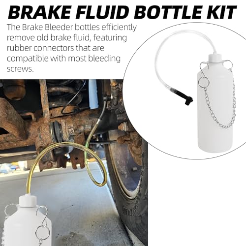Calvana 0.8L Brake Bleeder Vacuum Pump Kit, Fluid Extractor, Master Cylinder Bleeder Kit, Brake Bleeder Bottle with 24 inch Hose and Rubber Connector, for Automotive, Motorcycle, Trailer Tools