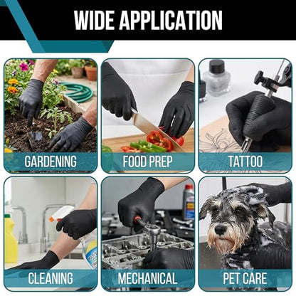 10 Mil Black Nitrile Disposable Gloves 100 Count – Ultra Heavy Duty Diamond Grip Latex Mechanic Gloves (M/L) - size: Medium