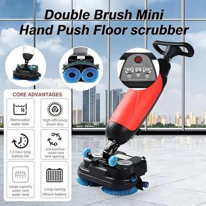 Cordless Mini Floor Scrubber, Portable Hard Floor Cleaner with 90-120 Min Battery Life, Efficient Carpet Extractor for Home and Car, Professional White Cleaning Machine