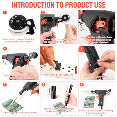 Soldering Gun Kit, Upgrade 120W Adjustable Temp Multi-Function Soldering Iron Set, Soldering Iron Kit for Electronics Welding Repair (11-Piece Set) (Black)