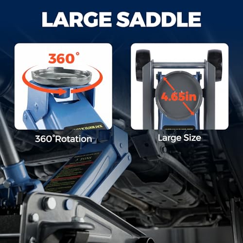 LARBANKE 3 Ton Floor Jack with 360° Swivel Castors,Heavy-Duty Floor Jack Load Capacity up to 6,600 lbs,Carbon Steel Jack for Rapid Lifting,Range from 5.31''-18.11'',Suitable for a Wide Range of Cars - size: 46cm