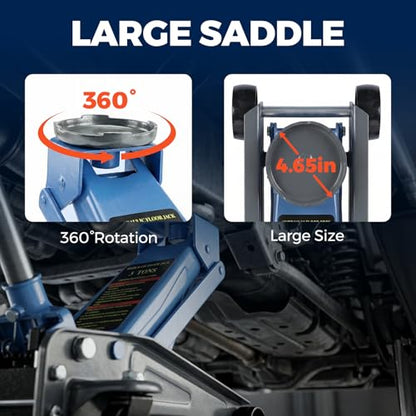 LARBANKE 3 Ton Floor Jack with 360° Swivel Castors,Heavy-Duty Floor Jack Load Capacity up to 6,600 lbs,Carbon Steel Jack for Rapid Lifting,Range from 5.31''-18.11'',Suitable for a Wide Range of Cars - size: 46cm
