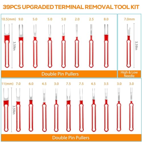 Linkstyle 39PCS Terminal Pin Removal Tool Kit, Electrical Connector Pin Extractor Set, Depinning Tool for Wire Terminal, Automotive Wiring Harness, Car, Truck, Motorcycle