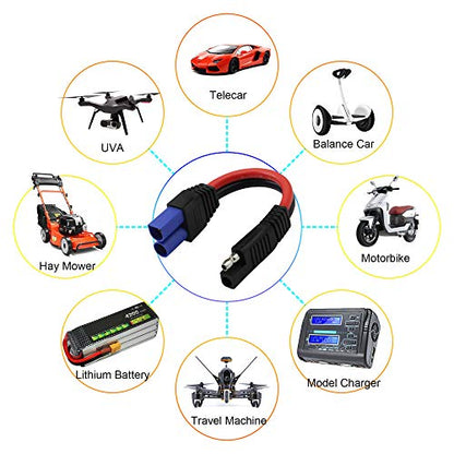 GINTOOYUN EC5 to SAE Cable, EC5 F/M Plug to SAE Connector Power Automotive Cable Wire 10AWG for Car Motor Solar Panel Batteries
