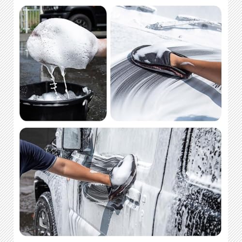 Yours Car Wash Mitt, Ultra-Soft Microfiber Wash Mitt for Car Wash Kit, Scratch-Free & Gentle for Car Detailing and Paint Protection (White)