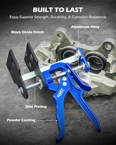 OMT Brake Caliper Piston Compressor Tool for Single Dual Quad Pad | Aluminum Alloy Steel; 377 Lb Force; Retract Pistons for Mechanics; Car and Truck Maintenance; EPE Foam Storage