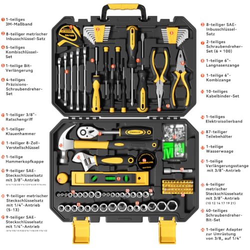209 Piece Tool Kit for Home Socket Wrench Auto Repair Tool Set,General Household Tool box,Basic Hand Tool Kit,Perfect for Homeowner, Diyer, Handyman