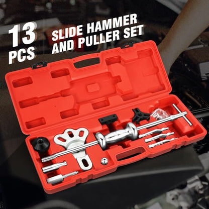 DNA MOTORING 8-Way Slide Hammer Dent Puller Set Auto Body Repair Tool Kit For Most Front-wheel Drive Hubs Rear Axle Shafts, with Carrying Case, TOOLS-00294 - style: 12Pc Multifunctional
