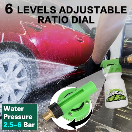 anngrowy Car Wash Foam Gun Soap Car Wash Foam Cannon for Garden Hose Foam Sprayer Car Wash Soap Foam Gun Hose Foam Cannon Blaster Hose Foam Cannon Gun Quick Connector to Any Garden Hose (Green) - color: green