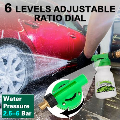anngrowy Car Wash Foam Gun Soap Car Wash Foam Cannon for Garden Hose Foam Sprayer Car Wash Soap Foam Gun Hose Foam Cannon Blaster Hose Foam Cannon Gun Quick Connector to Any Garden Hose (Green) - color: green