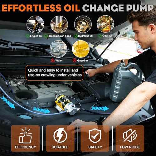 12/24V 100W Electric Oil Change Extractor Pump, Fluid Transfer Pump for Boats, Cars, RVs, Trucks, Lawnmowers - color: Orange-A
