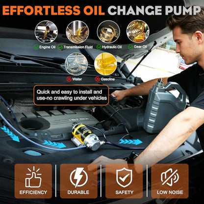 12/24V 100W Electric Oil Change Extractor Pump, Fluid Transfer Pump for Boats, Cars, RVs, Trucks, Lawnmowers - color: Orange-A