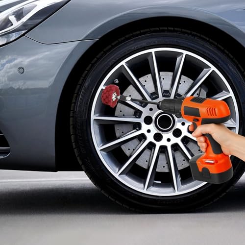 Linstyle Buffing Wheels for Drill: 9PCS Non-Woven & Cotton Polishing Wheel Kit, with Extension Holder 1/4" Hex Shank Drill Attachment Rust Removal for Car Wheel Rim Headlight, Metal, Aluminum, Brass