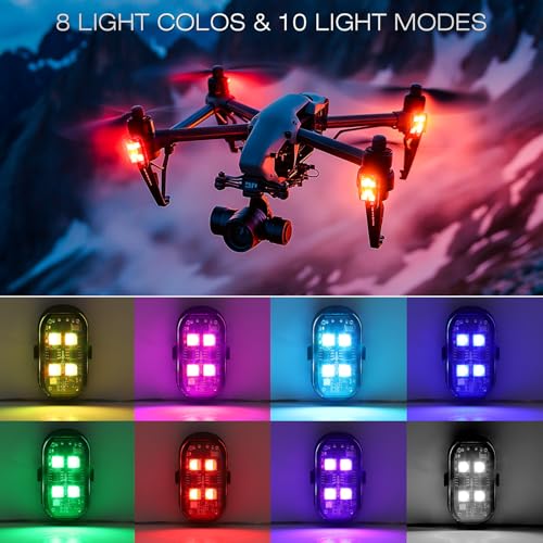 4LEDs Wireless LED Strobe Lights, Rechargeable Anti-Collision Warning Light | 4PCS Waterproof Emergency Light with Remote Control, flashing lights for Car Drone Bike Aircraft, Halloween Decorative Lights - size: 4PCS (Upgraded 4LEDs)