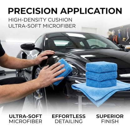 Sukh 6 Pack Microfiber Rectangle Sponge Detailing Pads - Microfiber Wax Foam Applicator Pads for Car Wax Applicator Pad 4.72x3.15 inch Blue