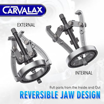 CARVALAX Gear Puller Set, Reversible 2 & 3-Jaw Puller Set, CR-V Steel 3" 4" 6" 8" Bearing Puller Kit (24pc) for Gear, Bearing, Pulley and Flywheel, Puller Tool with Black Carry Box - size: 3" 4" 6" 8"