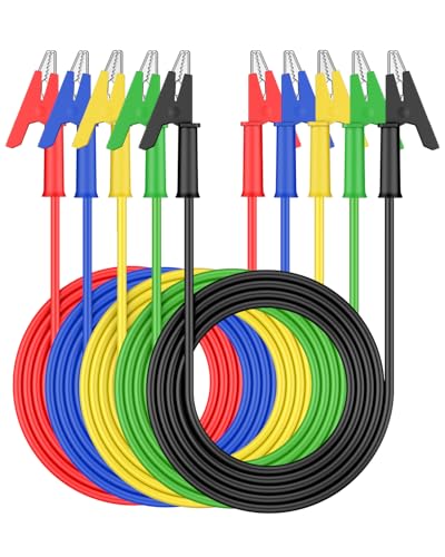 Vibit 5 Pcs Dual Ended Alligator Clip Leads, Alligator Clips Electrical Test Leads, Multimeter Alligator Clips with Wires, 3.3 ft Insulated Alligator Clip Wires, 15A 1000V with Crocodile Clips - color: 5 Pcs Dual Alligator Clip