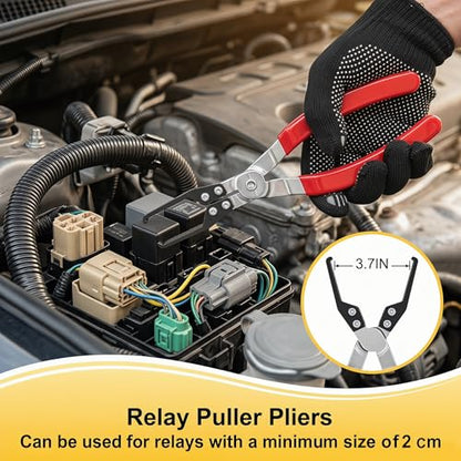 9PCS Disconnect Pliers Electrical Connector Removal Tool with Bag and golve | Hose Clamp Pliers & Fuel Line Disconnect Tool Set, Safe Tight Engine Bay Repair, Electrical Connector Removal & Maintenance
