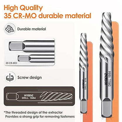 5Pcs Screw Extractor Set Spiral Flute Bolt Extractor Set Cr-MO Easy Out Bolt Extractor Set for Removing Stripped Screws and Broken Bolts - size: 5PCS