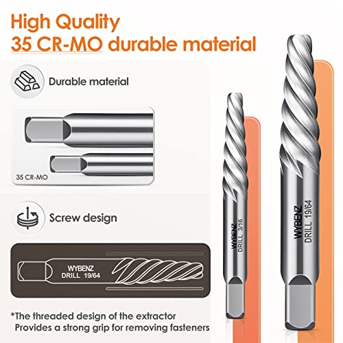 6 Pcs Screw Extractor Spiral Flute Bolt Extractor Set Stripped Screw Remover Cr-MO Easy Out Bolt Extractor Set Cool Gadgets for Men,Removing Stripped Screws and Broken Bolts - size: 6PCS