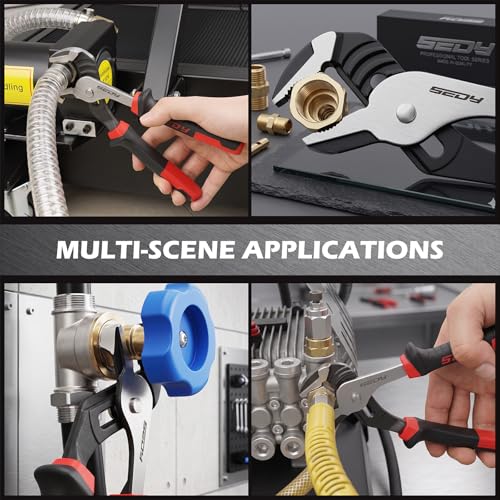 2-Piece Groove Joint Pliers Set, 10" & 8" Adjustable Water Pump Pliers, Straight Jaw Tongue and Groove Pliers with Non-Slip Handles for Plumbing, Pipe Fittings, Nuts, Bolts and Home Repair - color: 2pc - 8" & 10" Red & Black