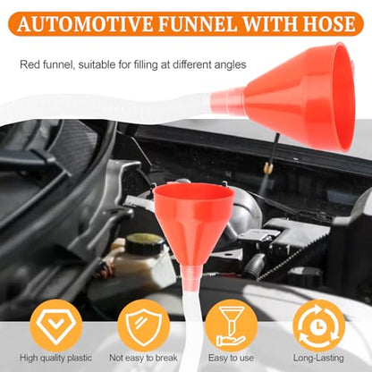6 Pcs Automotive Funnels Set | Wide Mouth Fuel Funnels with Detachable Spout and Filter, Oil Funnel Kits for Filling Coolant, Engine Oil, Water, Gasoline