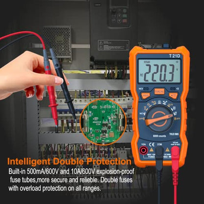 Auto-Ranging Digital Multimeter, TRMS 6000 Counts AC DC Voltmeter Ohm Volt Amp Meter, Electrical Multimeter Tester with NCV, Measure Capacitance Current Resistance Temp Continuity Diode Duty Cycle - style: up to 600V/10A