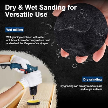 308 PCS 3 Inch Wet Dry Sanding Discs 60-10000 Grit Hook and Loop Sandpaper | Headlight Restoration Kit Drill Sanding Attachment Polishing Kit with Rotary Tools for Auto Metal Glass Resin Wood Jewelry - color: 3 Inch Sanding Discs