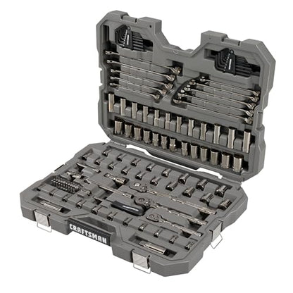 CRAFTSMAN OVERDRIVE 121-Piece Gunmetal Chrome Mechanics Tool Set, Standard SAE/Metric Socket Set, with Hard Case (CMMT99121L)