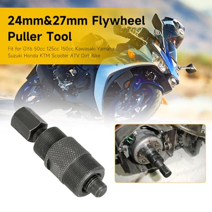 HIAORS GY6 Stator Magneto Flywheel Puller Removal Tool 24mm & 27mm and Clutch Lock Nut Spanner Tool Socket 20mm & 24mm for 50 125 150cc Motorcycle ATV Quad 4 Wheeler Pit Dirt Bike Scooter Parts